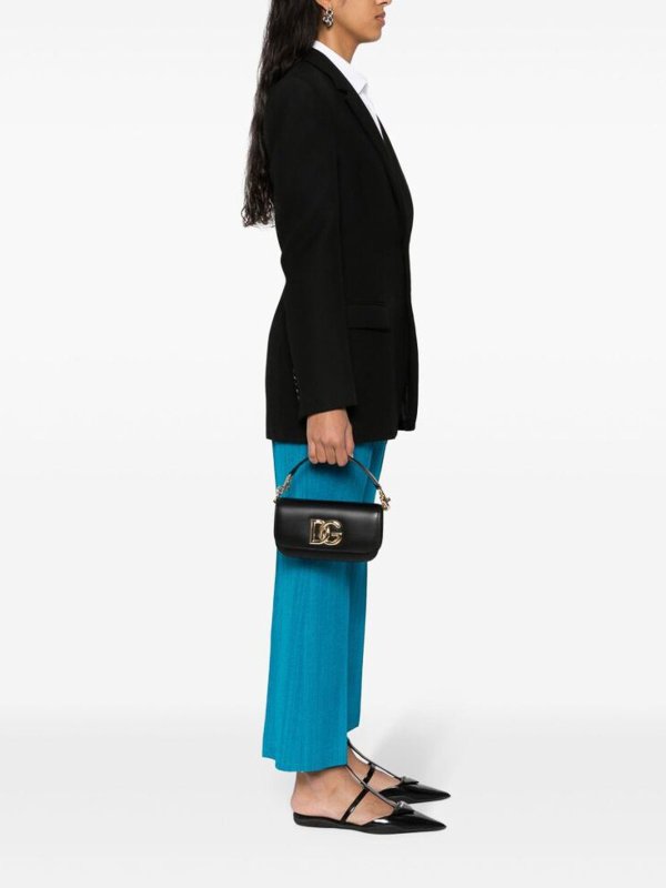 Black logo foldover shoulder bag shop online: DOLCE & GABBANA