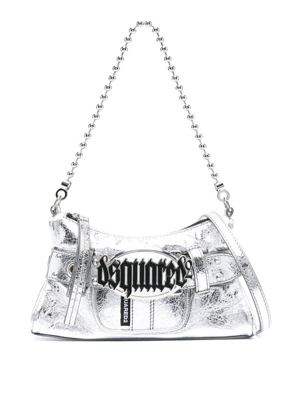 DSQUARED2: Bucket bags - Silver-tone buckle strap bag