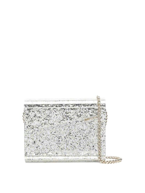 JIMMY CHOO: clutches - Champagne glitter-detailing clutch
