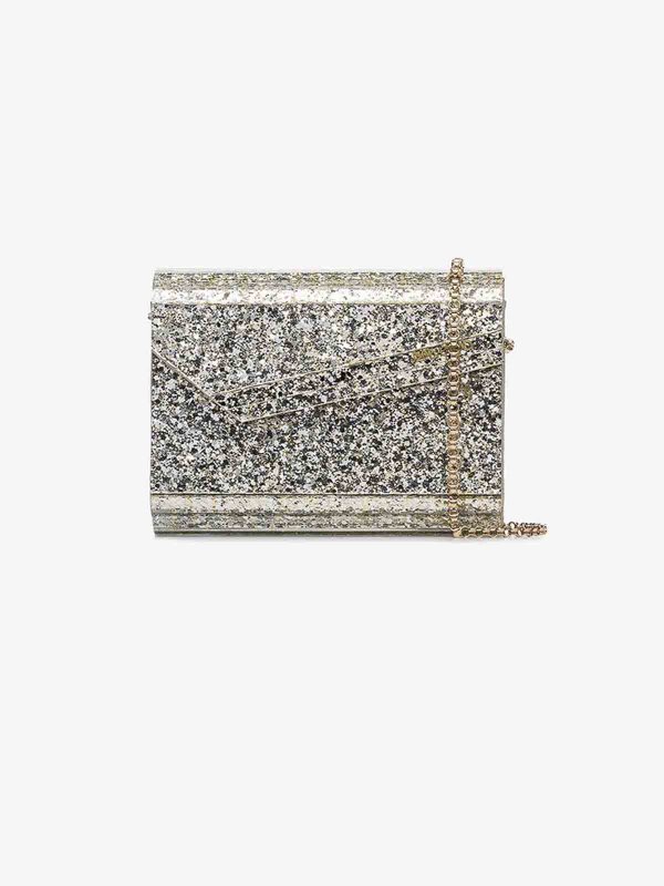 JIMMY CHOO: clutches online - Champagne glitter-detailing clutch