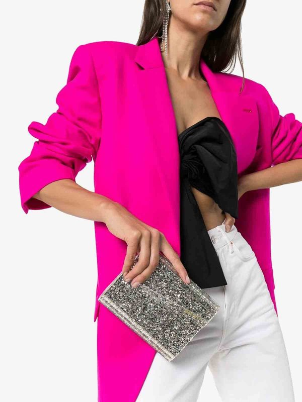 Champagne glitter-detailing clutch shop online: JIMMY CHOO