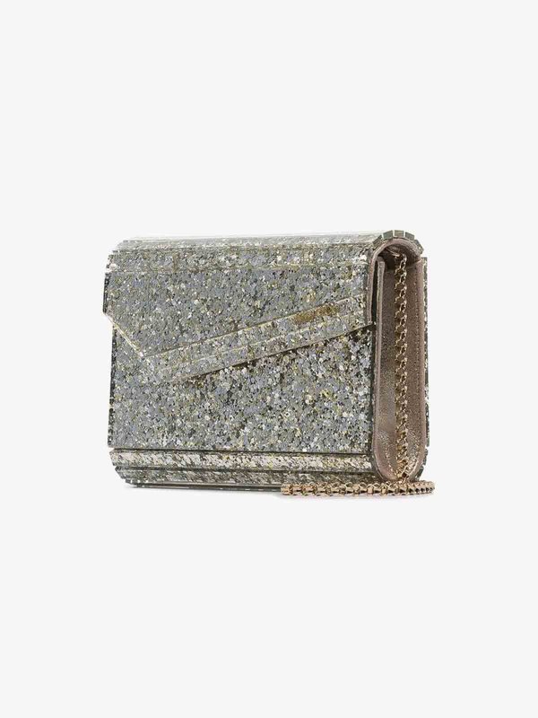 The Best Shops JIMMY CHOO: Champagne glitter-detailing clutch