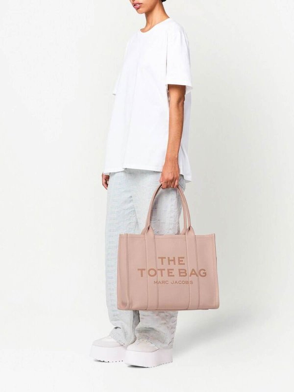 MARC JACOBS: totes bags online - Large blush pink logo tote