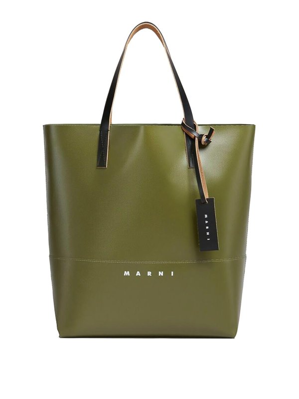 Marni: Handtaschen - Shopper - Grün