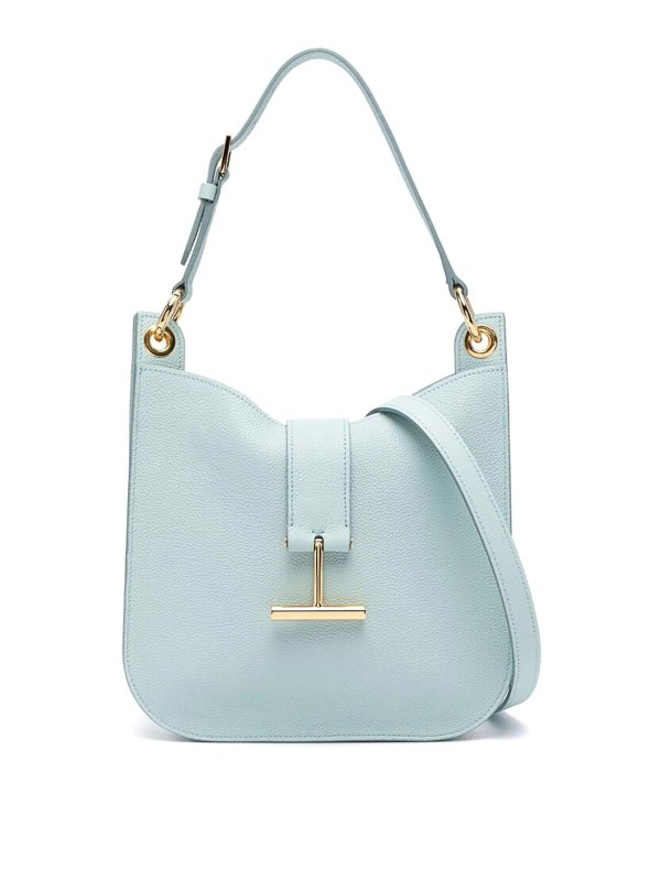 TOM FORD: cross body bags - Light blue grained texture bag