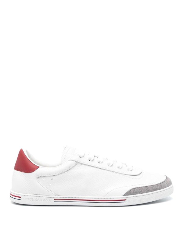 DOLCE & GABBANA: trainers - White pebbled texture panelled lace-up shoes