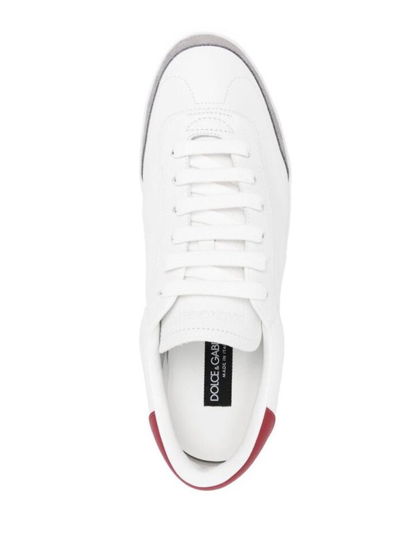 White pebbled texture panelled lace-up shoes shop online: DOLCE & GABBANA