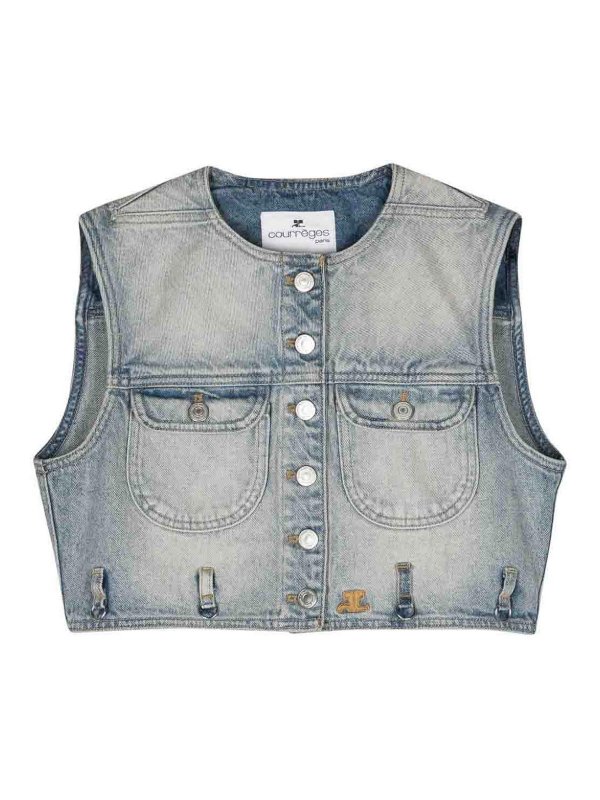 Courreges: ベスト＆チョッキ - ウェストコート/ジレ - ライトブルー