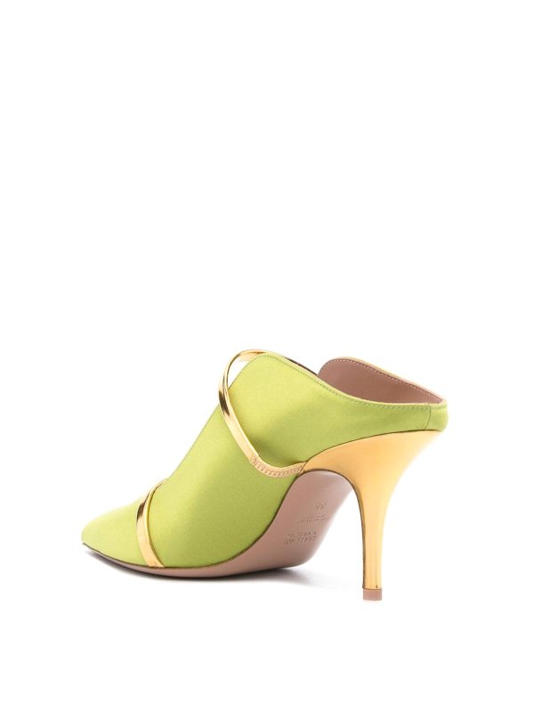 Green leather mules shop online: Malone Souliers