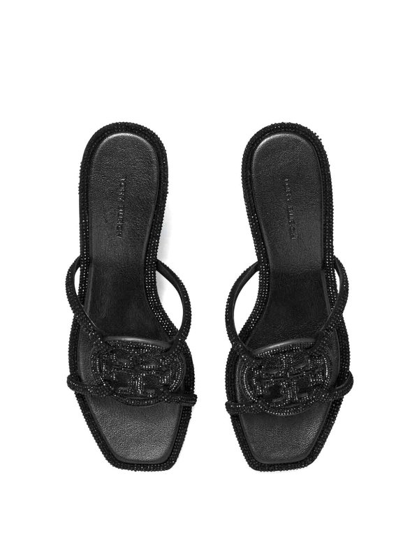 Glitter logo sandal square toe shop online: TORY BURCH