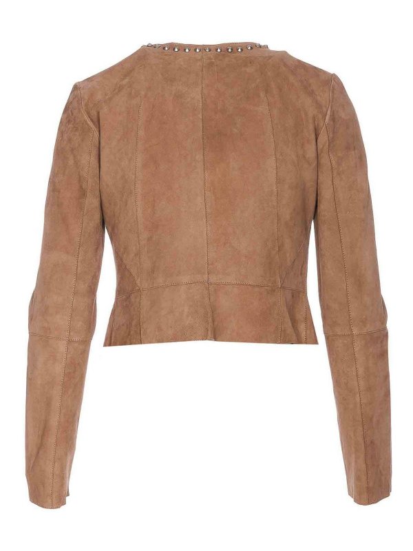 Bully: casual jackets online - Brown Suede Jacket With Frontal Zip Closure