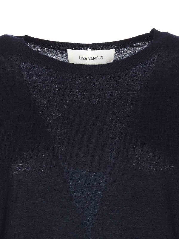 クルーネック - ブルー shop online: LISA YANG