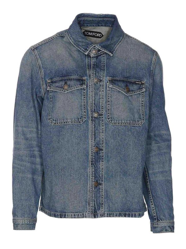TOM FORD: casual jackets - Denim Jacket With Frontal Buttons Closure