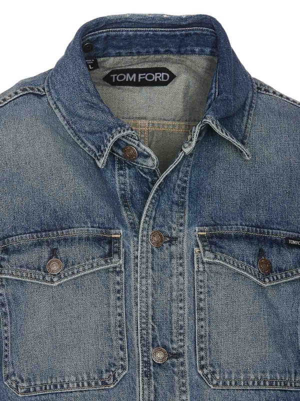 Denim Jacket With Frontal Buttons Closure shop online: TOM FORD