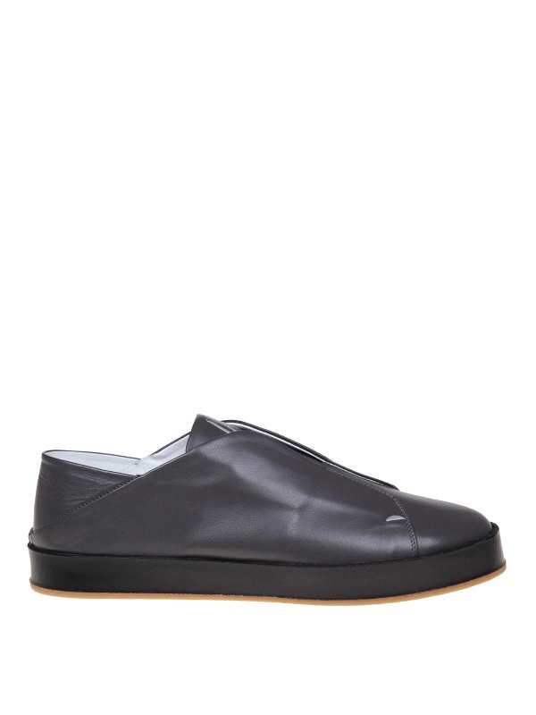 MARCO CASTELLI: trainers - Anthracite leather slip-on sneakers