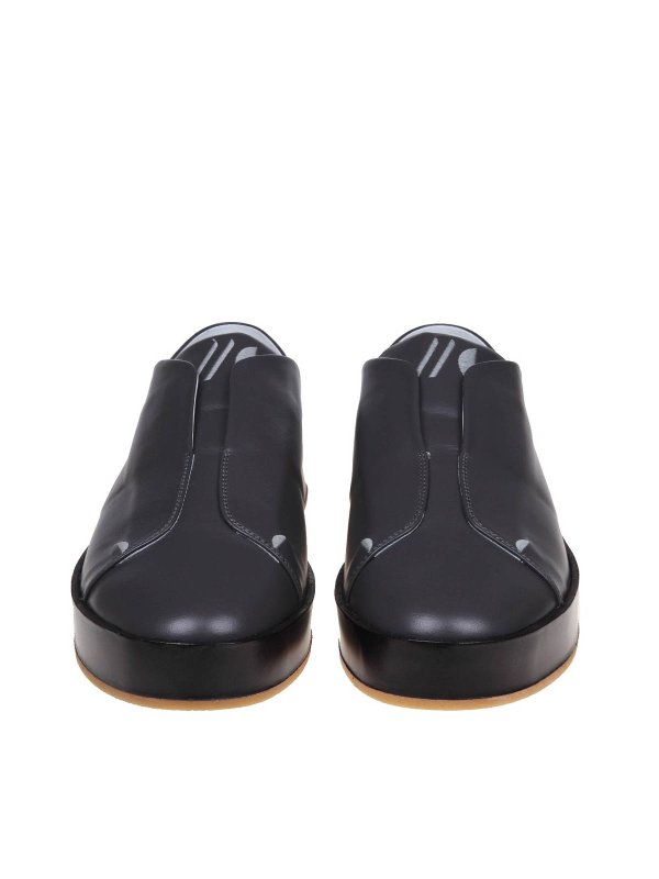 The Best Shops MARCO CASTELLI: trainers - Anthracite leather slip-on sneakers