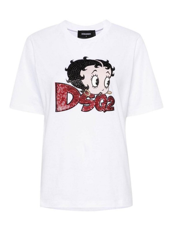 DSQUARED2: t-shirts - Betty boop cotton t-shirt