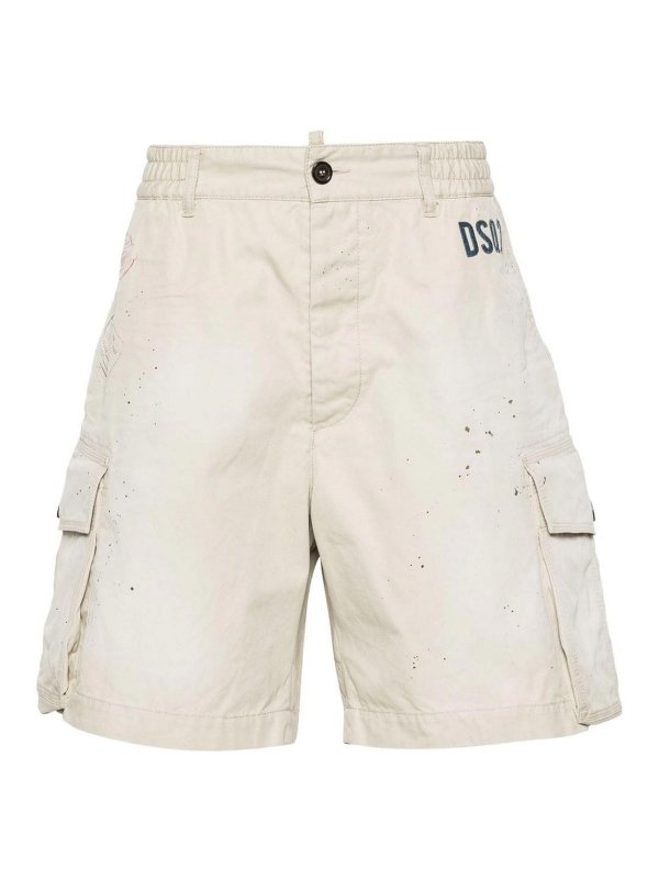 DSQUARED2: Trousers Shorts - Paint splatter-detail cargo shorts