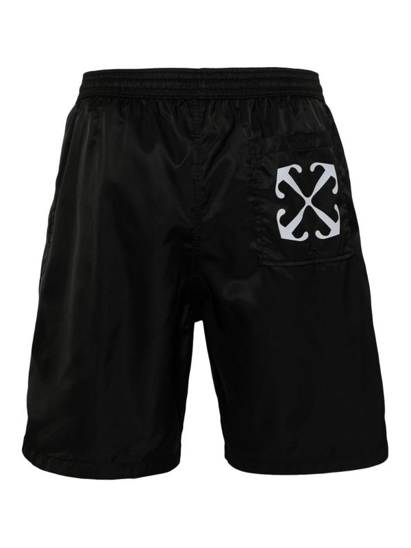 OFF-WHITE: Costumi piscina e boxer online - Shorts costume con coulisse con motivo frecce