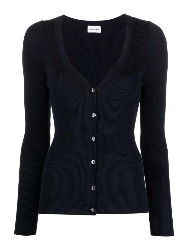 P.A.R.O.S.H.: cardigans - Ribbed-knit v-neck cardigan