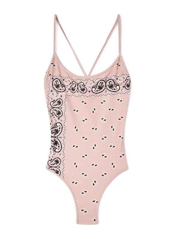 Palm Angels: one-piece - Paisley-print criss-cross swimsuit