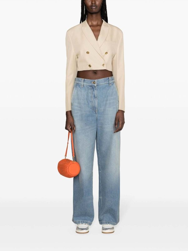 Palm Angels: straight leg jeans online - High-rise wide-leg jeans