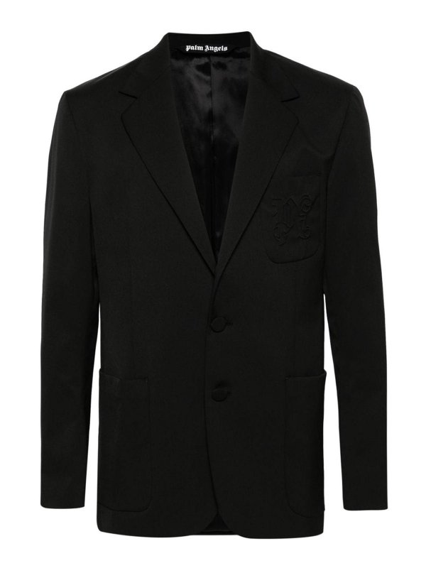 Palm Angels: blazers - Single-breasted twill blazer
