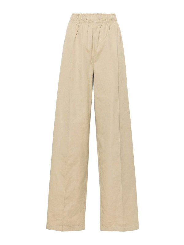 PRADA: casual trousers - Wide-leg cotton trousers
