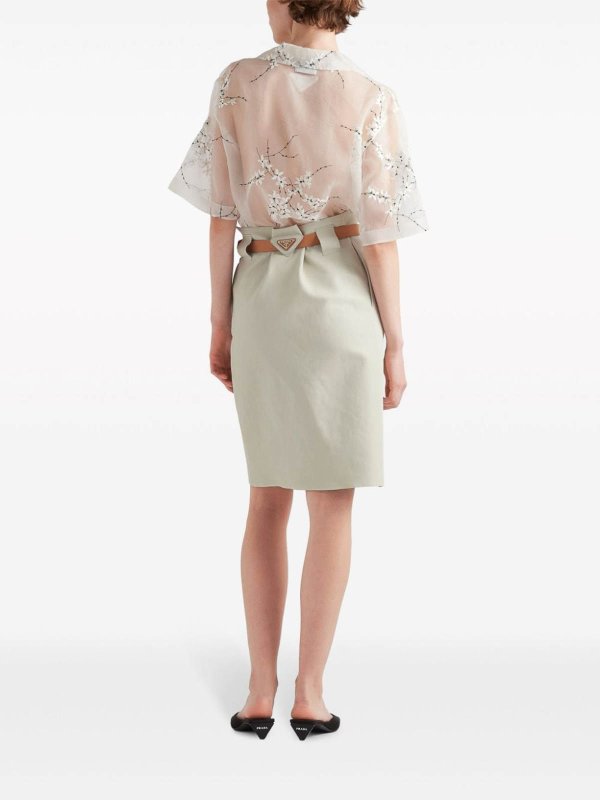 The Best Shops PRADA: shirts - Floral-embroidered sheer shirt