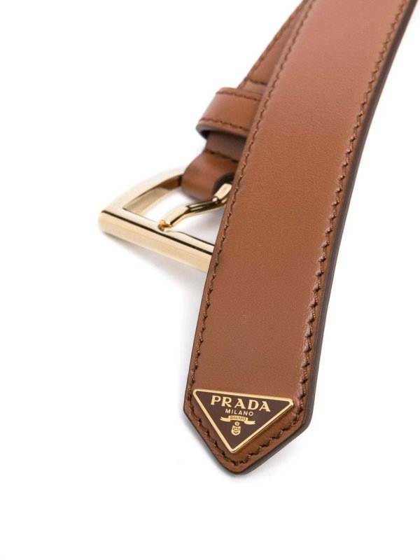 PRADA: belts online - Logo plaque leather belt