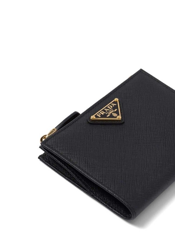 Triangle-logo saffiano leather wallet shop online: PRADA