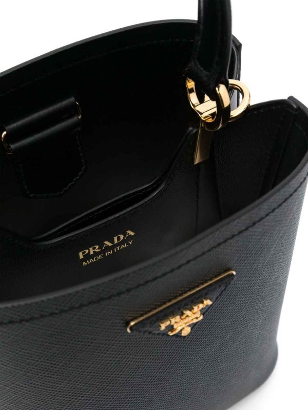 Small leather bucket bag shop online: PRADA