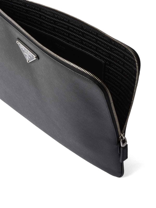 The Best Shops PRADA: clutches - Triangle-logo leather clutch bag