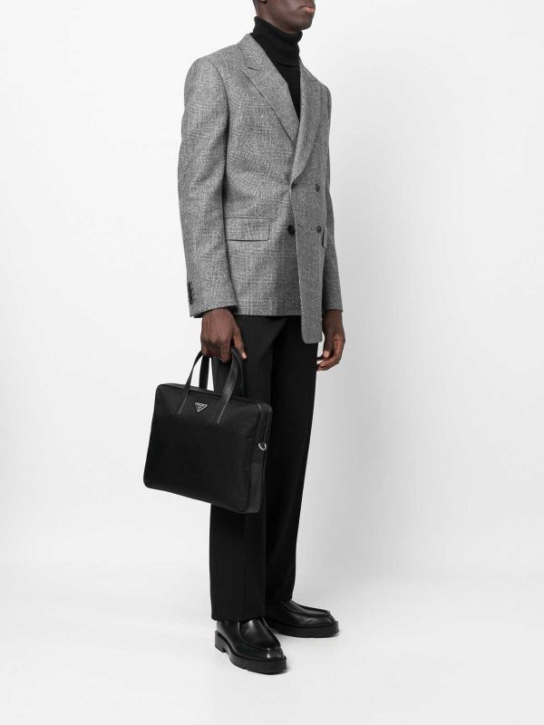 PRADA: laptop bags & briefcases online - Leather-trimmed briefcase