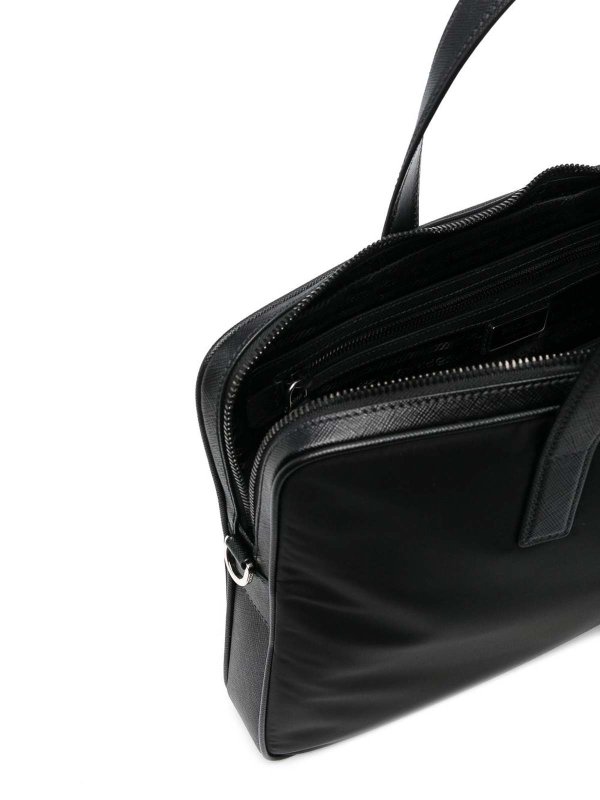 Leather-trimmed briefcase shop online: PRADA