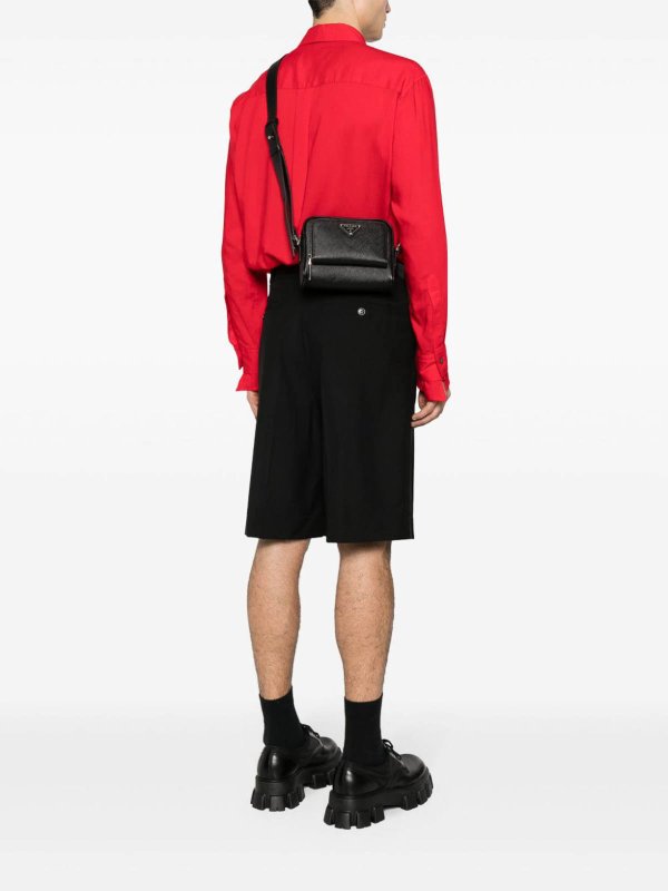 PRADA: cross body bags online - Enamel-logo messenger bag