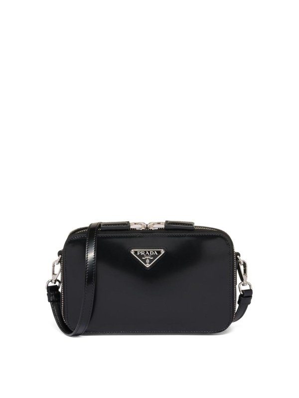 PRADA: cross body bags - Small brique brushed crossbody bag