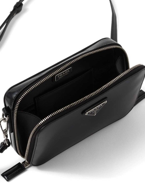 Small brique brushed crossbody bag shop online: PRADA