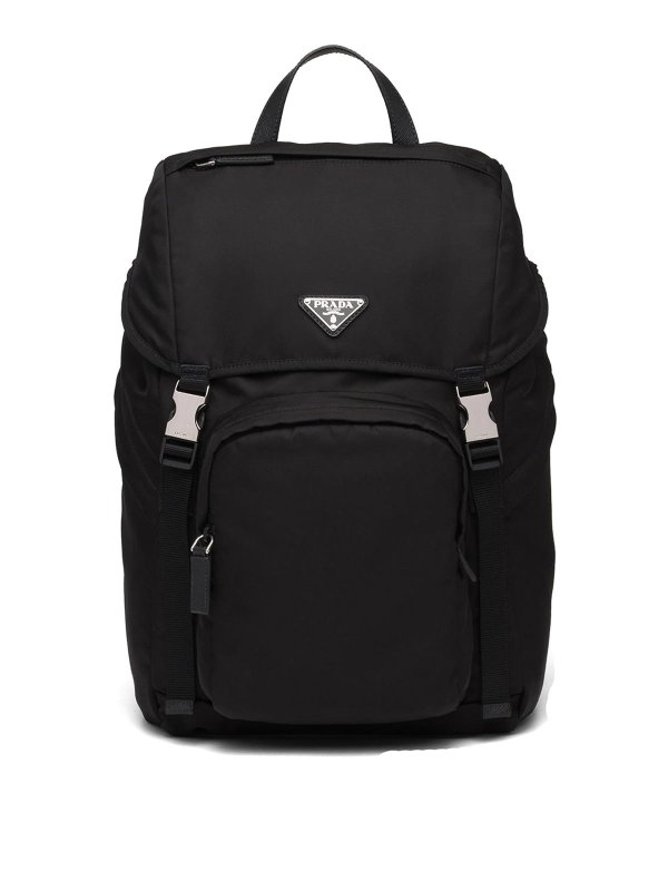 PRADA: backpacks - Logo-plaque multi-pocket backpack