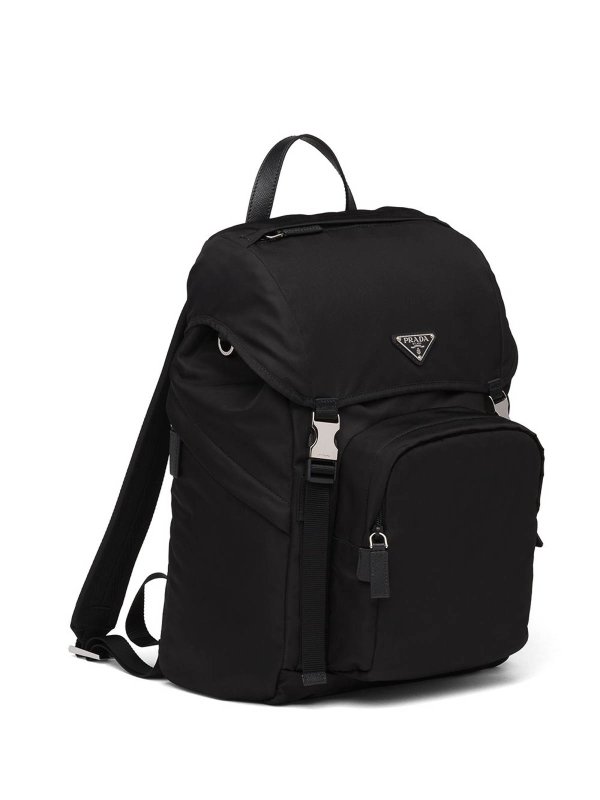 Logo-plaque multi-pocket backpack shop online: PRADA
