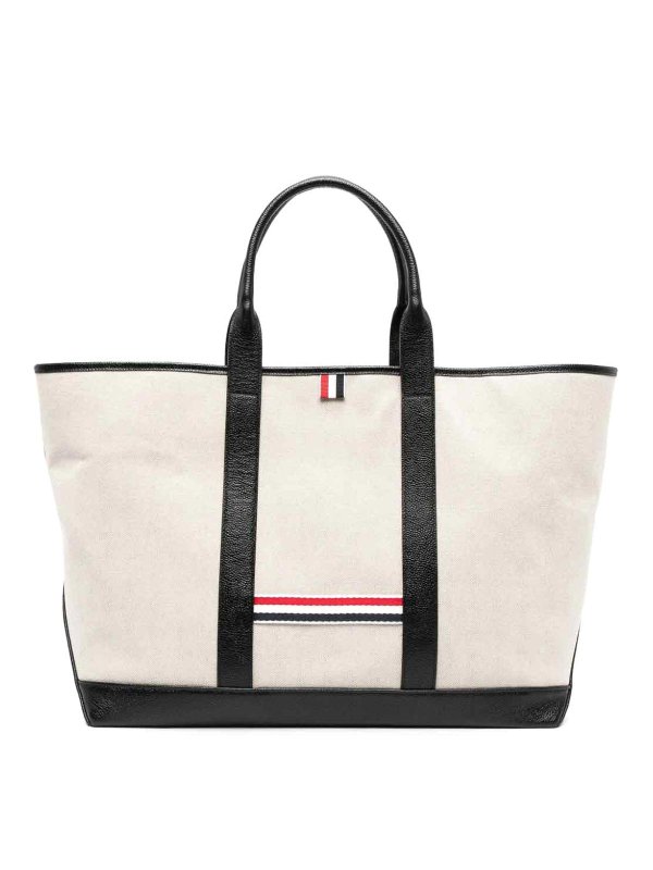 THOM BROWNE: totes bags - Medium rwb-stripe tote bag