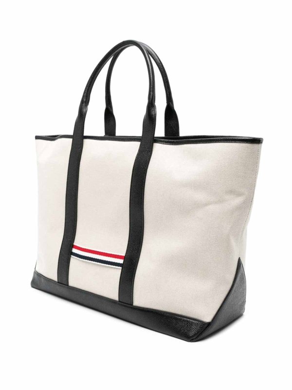The Best Shops THOM BROWNE: totes bags - Medium rwb-stripe tote bag