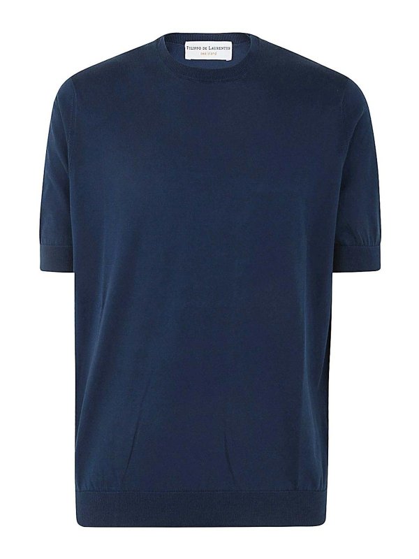 FILIPPO DE LAURENTIIS: Suéteres con cuello pico - Suéter Cuello Redondo - Azul