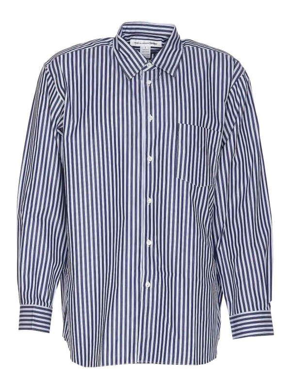 COMME DES GARCONS: shirts - Blue and white shirt striped al buttons