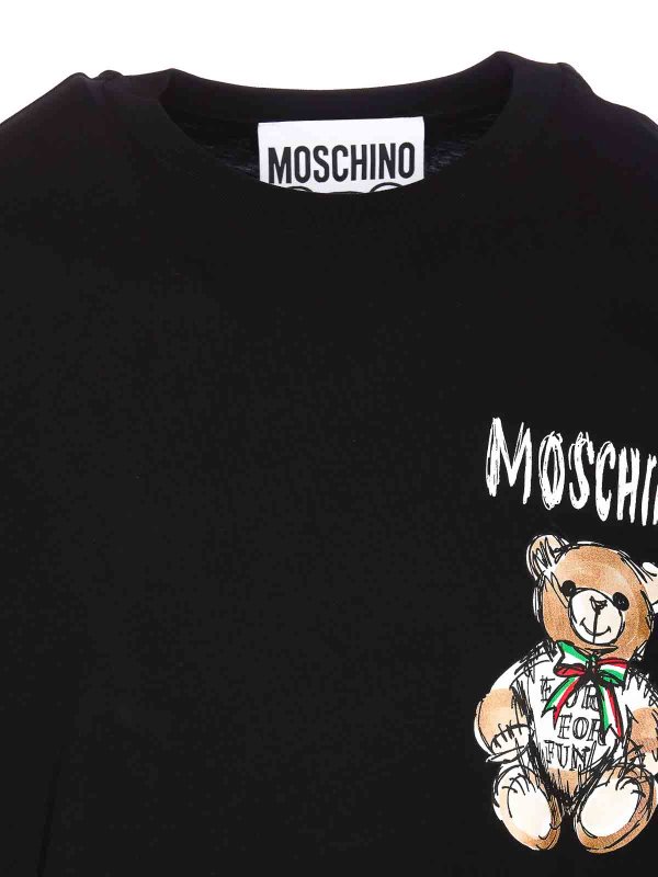 Drawn teddy bear t-shirt shop online: MOSCHINO
