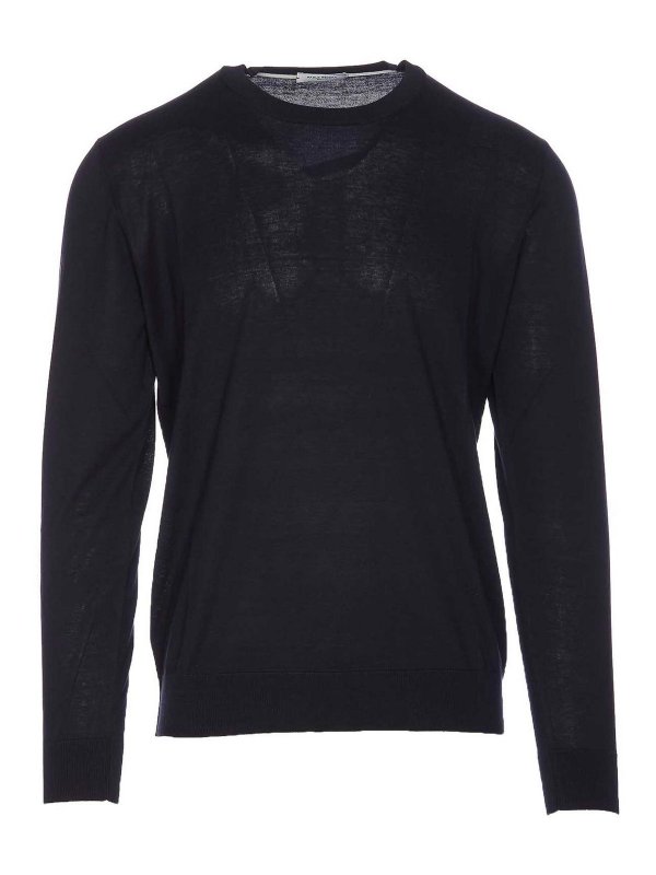 Paolo Pecora: Strickpullover mit Rundhalsausschnitt - Rundhalspullover - Blau