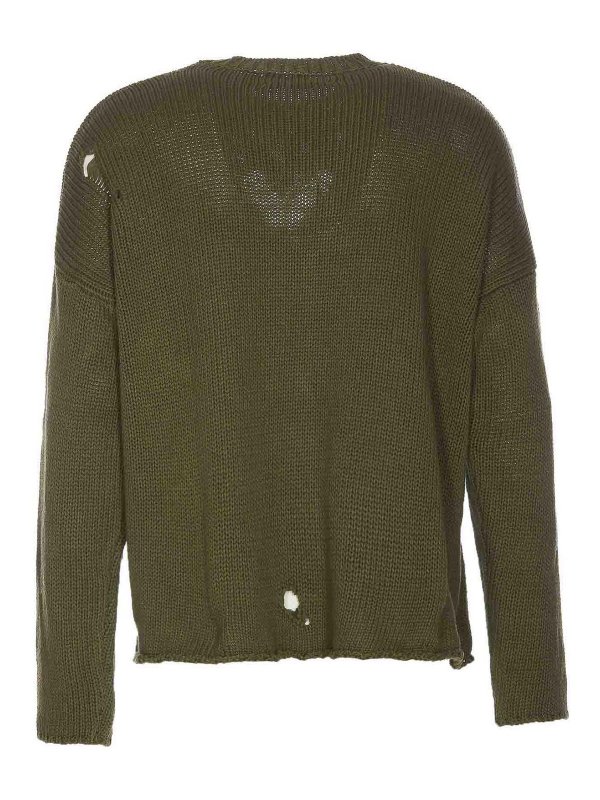 VISION OF SUPER: maglia collo rotondo online - Girocollo verde girocollo con logo ricamato