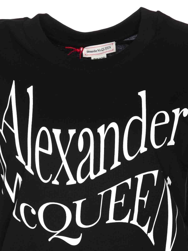 Warped logo t-shirt shop online: ALEXANDER MCQUEEN