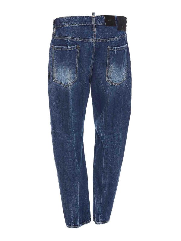 DSQUARED2: straight leg jeans online - Denim bro jeans buttons print patch