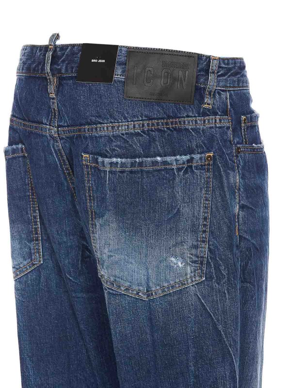 The Best Shops DSQUARED2: straight leg jeans - Denim bro jeans buttons print patch